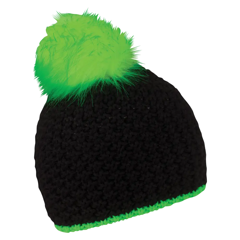 Glow fur naisten tupsupipo logolla-Pipo yrityksen logolla-Neon green-ZigiZagi