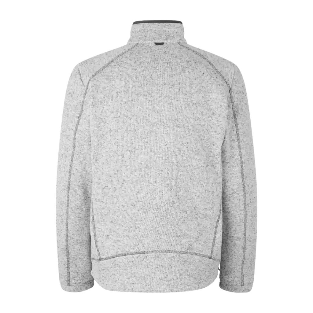ID® Zip-n-Mix fleece-takki Grey Melange – takakuva näyttää pitkän selkäosan ja ergonomisen leikkauksen.