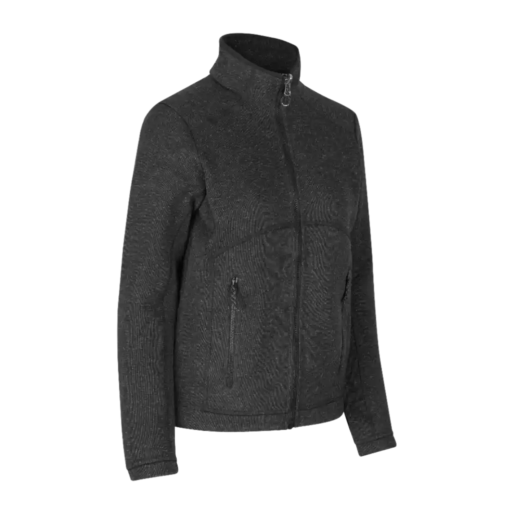 Charcoal melange — naisten tummanharmaa melange fleece-takki omalla brodeerauksella, ID® Zip-n-Mix 0848