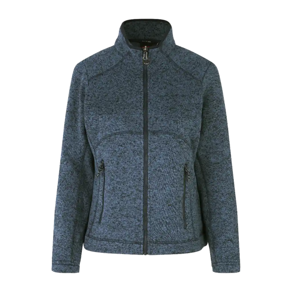 ID® Zip-n-Mix naisten fleece-takki navy melange – laadukas työfleece logolla edestä